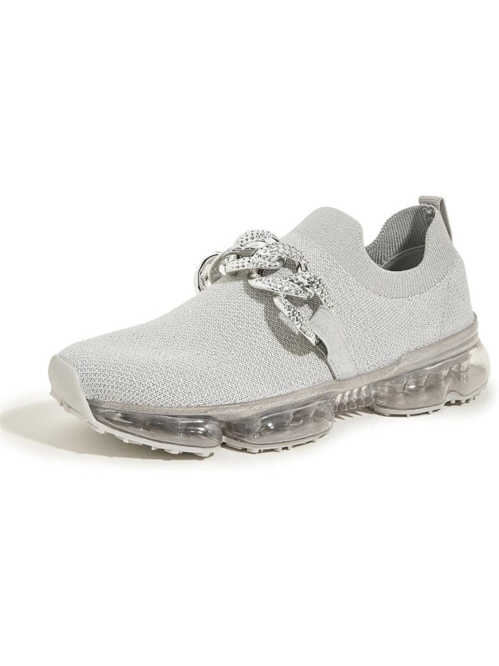 Women's Grey Chain Cushion Fashion Sneakers Breathable Casual Walking Shoes
